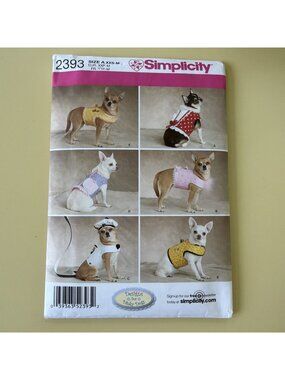 Dog Clothes Pattern Simplicity 2393 Size 1.5 to 8 Pounds Vests Costumes Uncut FF